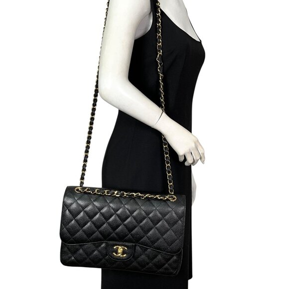 Chanel Quilted Caviar Jumbo Classic Double Flap Bag LIKE-NEW - Picture 2 of 11